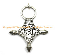 Ethnic Nepal Tibetan OM Tibetan Silver White Metal Key Chain Pendant - Buddhist Jewelry - TibetanBeadStore Jewelry Making Supplies - WM6288
