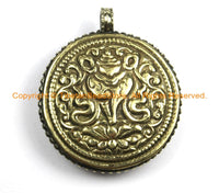 Ethnic Tribal Tibetan Reversible Naga Conch Shell Pendant with Repousse Brass Auspicious Conch Details, Turquoise, Coral Inlays - WM6292