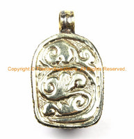 Tibetan Red Buddha Head Pendant with Repousse Floral Details- TibetanBeadStore's Custom Design Buddha Head Pendant- WM6127B