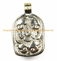 Tibetan Red Buddha Head Pendant with Repousse Lotus Floral Details- TibetanBeadStore's Custom Design Buddha Head Pendant- WM6127C