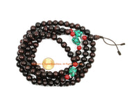 10mm Size Tibetan Dark Wood Mala Prayer Beads with Spacer Beads - Tibetan Mala Beads - TibetanBeadStore Mala Making Supplies - PB219