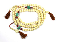 10mm Size Tibetan Cream White Bone Mala Prayer Beads with Bone Counters - Tibetan Mala Beads - Mala Making Supplies - PB221
