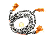 Om Mantra Tibetan Bone Mala Prayer Beads 8mm - Om Aum Ohm Mantra - Tibetan Buddhist Rosary Yoga Meditation Mala Beads - PB222