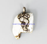 92.5 Sterling Silver with Fish Design & Freeform Natural Freshwater Pearl Tibetan Pendant - Handmade Ethnic Tibetan Jewelry - SS8033