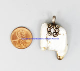 92.5 Sterling Silver with Fish Design & Freeform Natural Freshwater Pearl Tibetan Pendant - Handmade Ethnic Tibetan Jewelry - SS8033