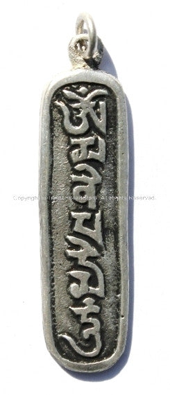 Tibetan Om Mantra Carved Long Pendant - Tibetan Pendant - Tibetan Jewelry - Om Buddhist Yoga Jewelry - Mantra Pendant - WM48