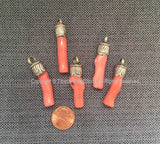 Ethnic Tribal Tibetan Coral Stick Pendant with Repousse Tibetan Silver Floral Repousse Caps - Tribal Coral Pendant - Coral Charms - WM7346