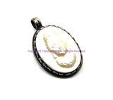 92.5 Sterling Silver & Shell Pearl Goddess Guan Yin Kwan Yin Pendant - WM7908