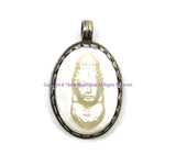 92.5 Sterling Silver & Shell Pearl Goddess Guan Yin Kwan Yin Pendant - WM7908