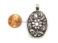 92.5 Sterling Silver & Shell Pearl Goddess Guan Yin Kwan Yin Pendant - WM7908