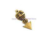 Vajra Dorje Phurba Yin Yang Design Carved Bone Charm Pendant - Unisex Boho Recycled Bone Ethnic Tribal Handmade Jewelry - WM7916-1