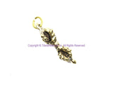 2 PENDANTS Small Tibetan Brass Vajra Dorje Pendants - Small Golden Brass Vajra Charms - Brass Dorje Charms - WM7925-2