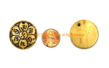 Ethnic Tribal OM Mani Padme Hung Mantra, Yin Yang & Lotus Flower Design Handmade Carved Bone Pendant - WM7971